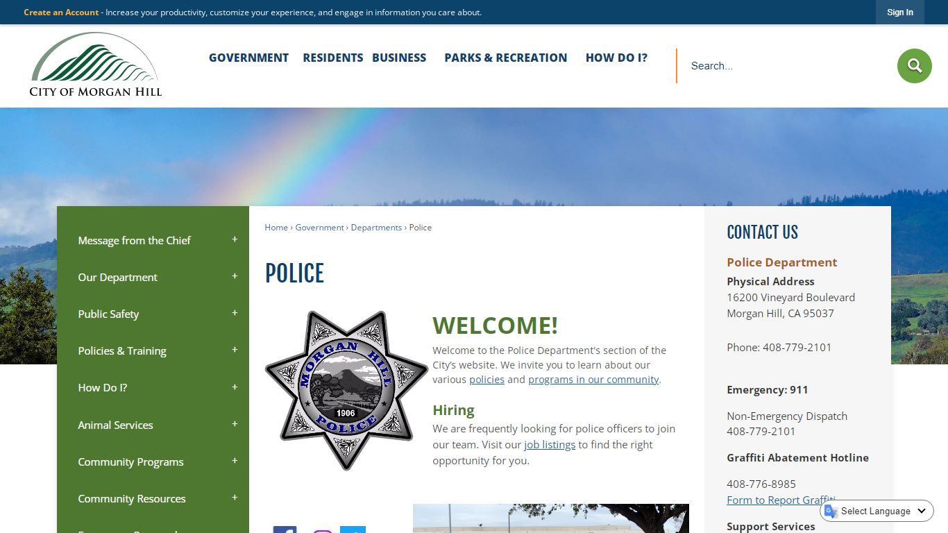 Police | City of Morgan Hill, CA - Official Website